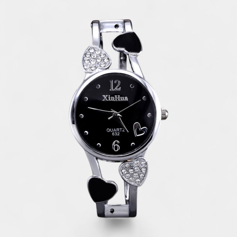 Orologio da polso al quarzo da donna – quadrante rotondo con cuore