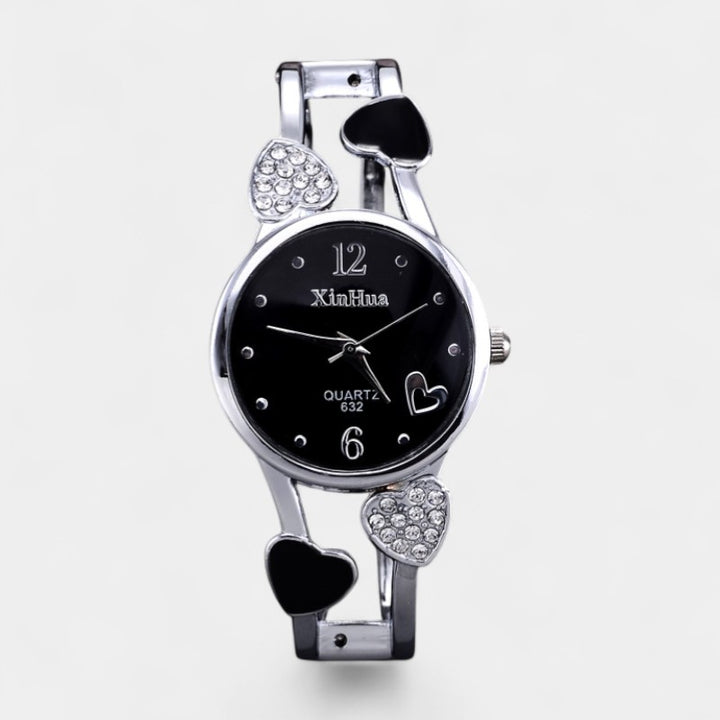 Orologio da polso al quarzo da donna – quadrante rotondo con cuore
