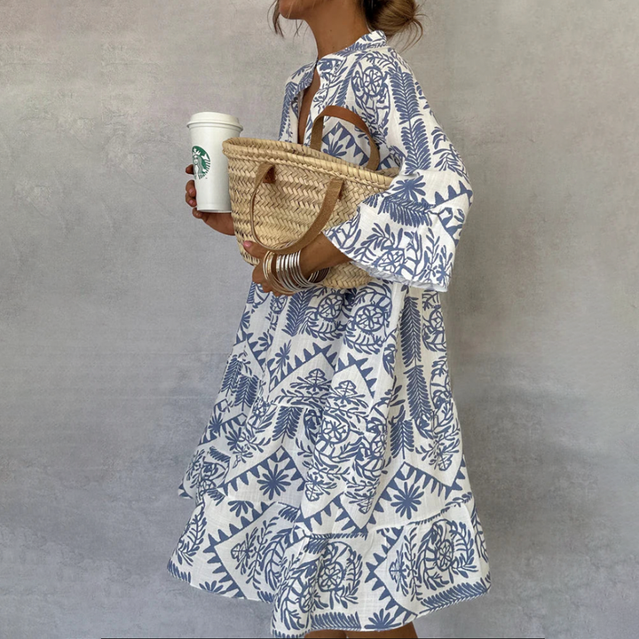 Mini abito boho donna – collo a V silhouette casual