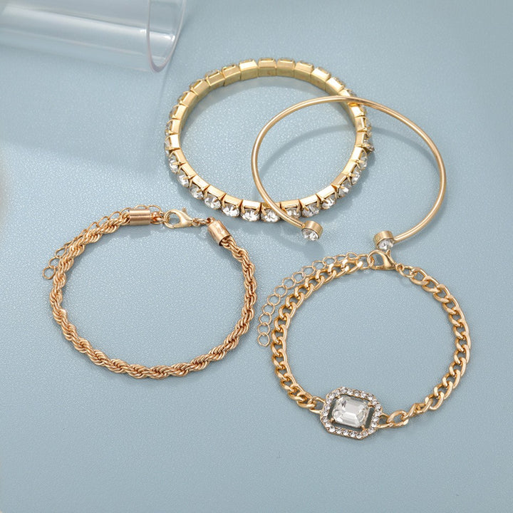 Set di Braccialetti Cristallo Donna – Design Sovrapposto 4 Pezzi