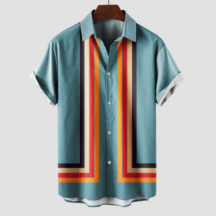 Chemise Homme Imprimée Manches Courtes – Coupe Décontractée Rétro