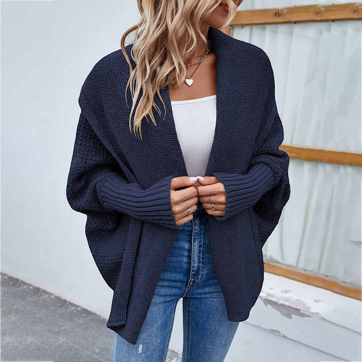 Damen-Cardigan aus offenem Strick – Weite, drapierte Passform