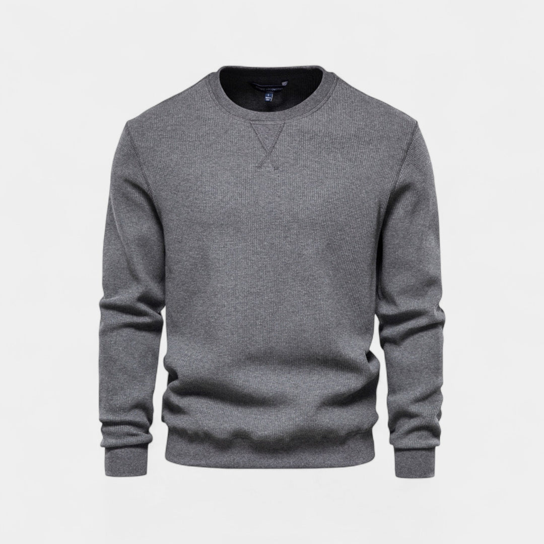 Herrenpullover aus Baumwolle mit Rundhalsausschnitt – minimalistische Passform