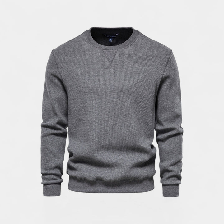 Herrenpullover aus Baumwolle mit Rundhalsausschnitt – minimalistische Passform