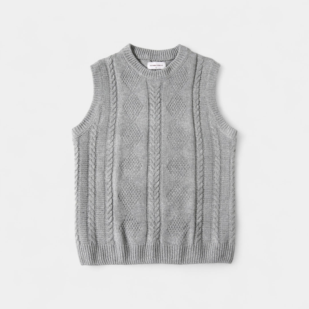 Herren Pullover mit Zopfmuster – Viertelknöpfe, raffinierte Passform