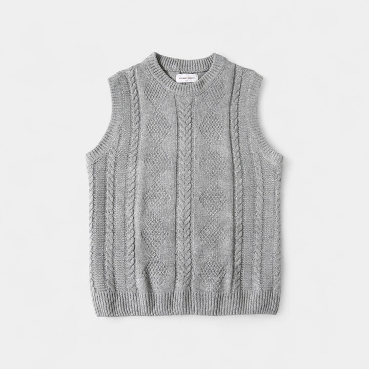 Herren Pullover mit Zopfmuster – Viertelknöpfe, raffinierte Passform