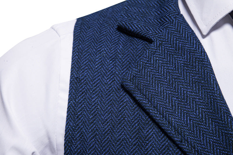 Herren Baumwollweste mit Chevron-Muster – Figurbetonter Schnitt Einfache Knopfleiste