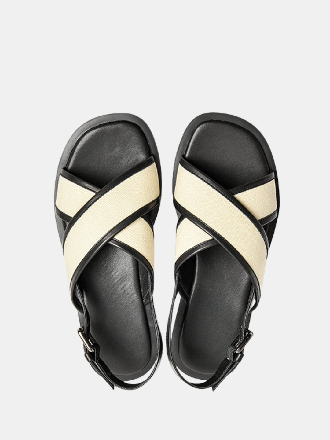 Women's Flat Canvas Sandals – Back Strap with Buckle & Vegan Leather Trim