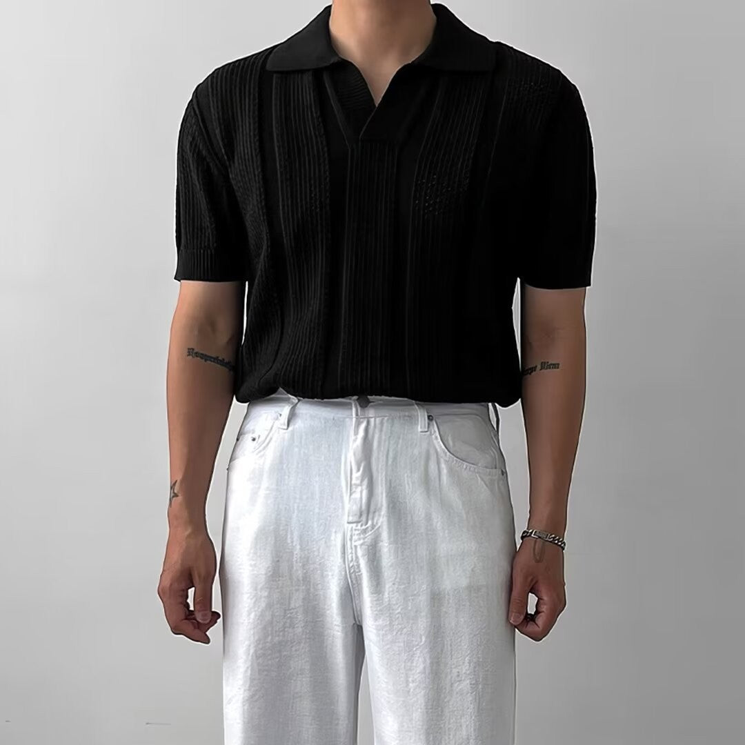 Polo uomo in maglia traspirante – Texture traforata ariosa