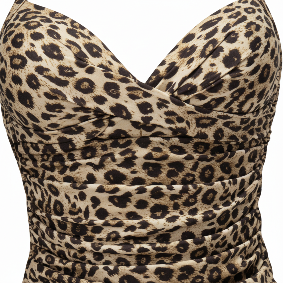 Tankini donna scollo a V arricciato – Top halter e slip vita alta