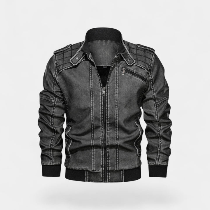 Giacca uomo in pelle con collo alto – finitura opaca, raffinata, silhouette quotidiana