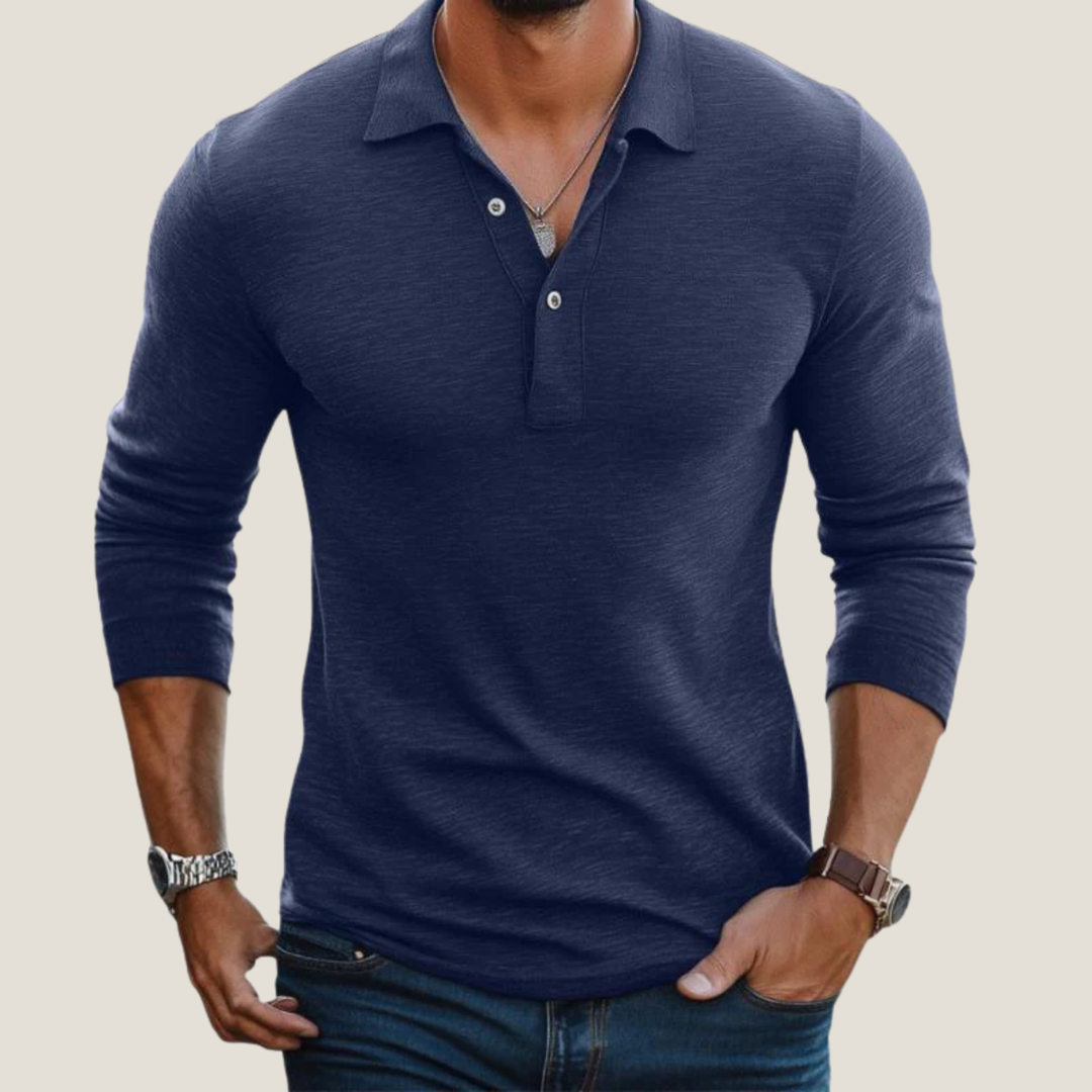 Men's Long Sleeve Polo – Shirt Collar and Button Placket