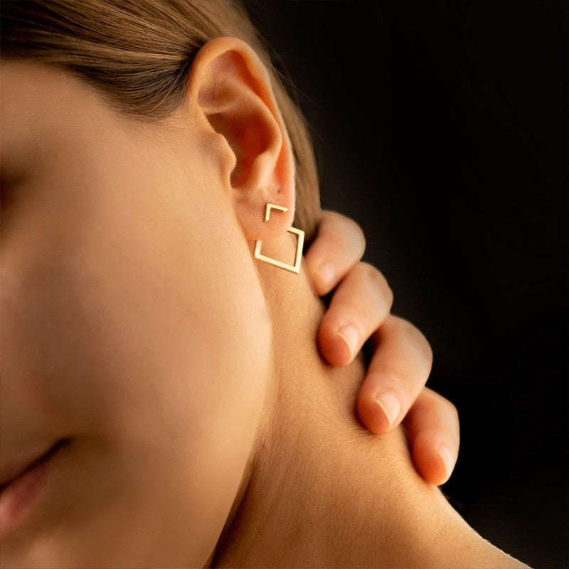 Quadratische Geometrische Ohrringe für Damen – Minimalistischer Eckrahmen