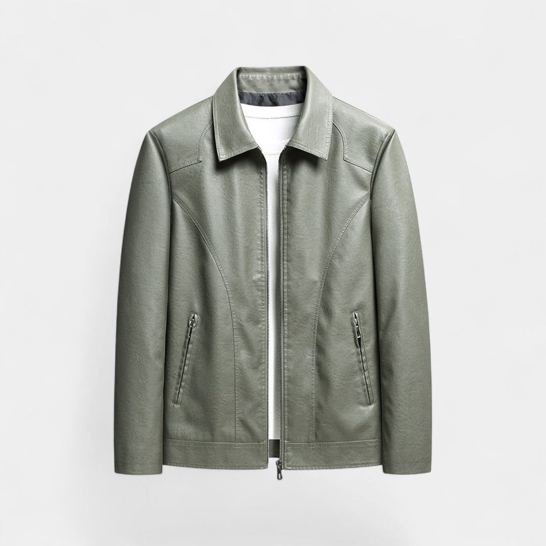 Herre læderjakke slim fit – minimalistisk koreansk stil