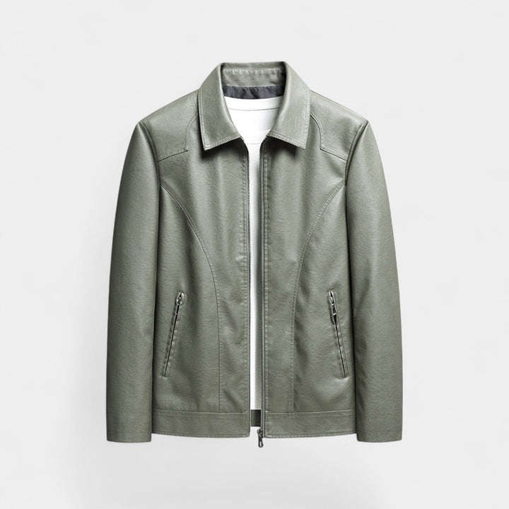 Herre læderjakke slim fit – minimalistisk koreansk stil