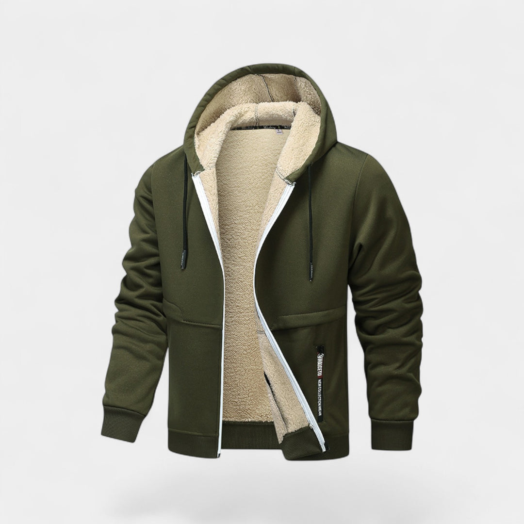 Herren Sherpa-Fleece-Cardigan mit Kapuze und Reißverschluss – Relaxed Fit