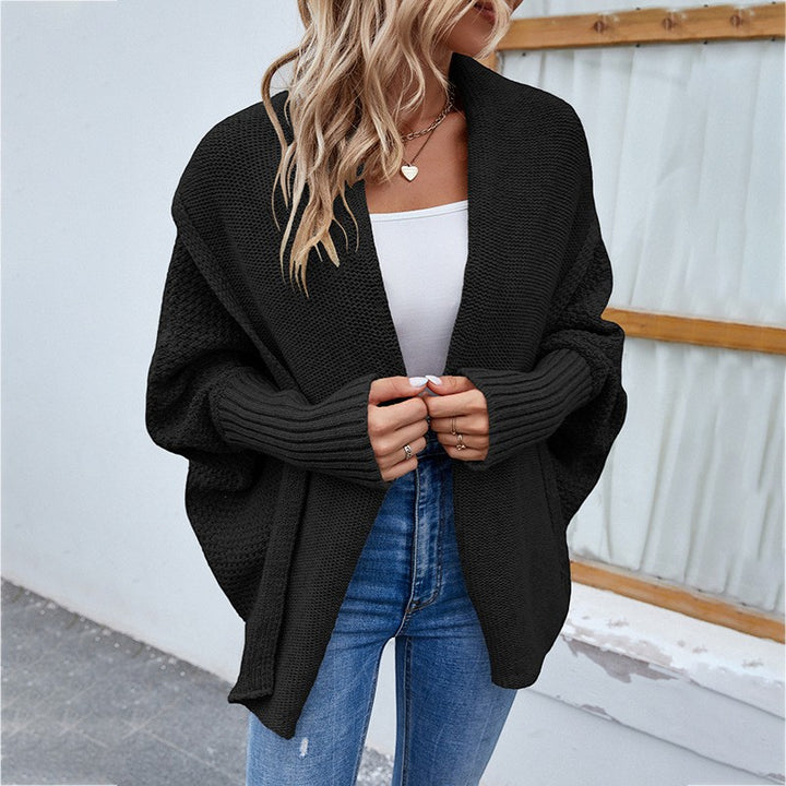 Damen Cardigan aus gemischtem Acrylstrick – Fledermausärmel, weiter offener Schnitt