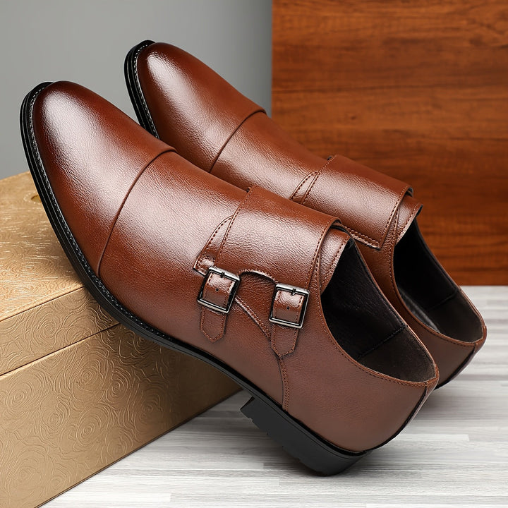 Herren Elegante Lederschuhe mit Doppel-Mönchriemen – Feine Formelle Schnallen