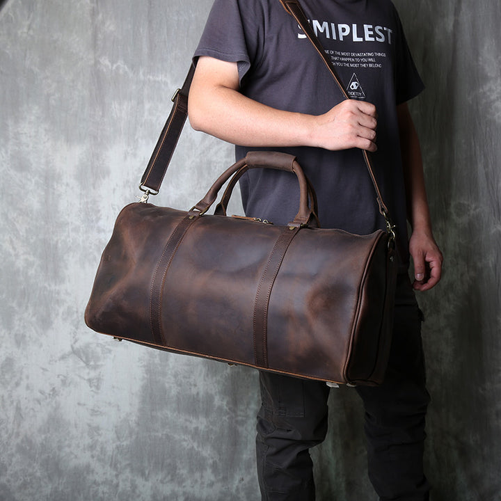 Borsa da viaggio uomo in vera pelle – Borsa cilindrica polochon