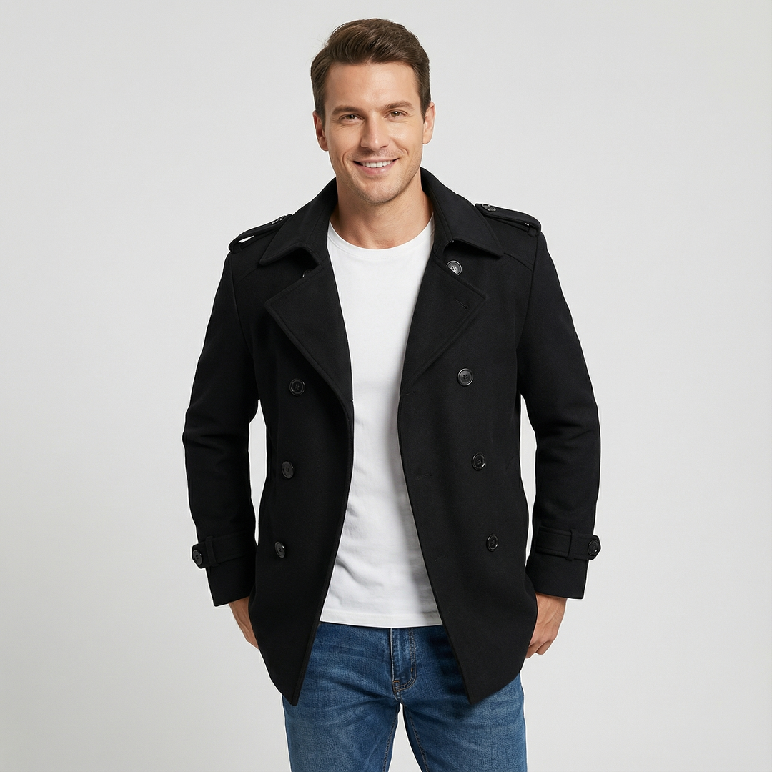 Cappotto trench uomo mezza lunghezza in cotone misto