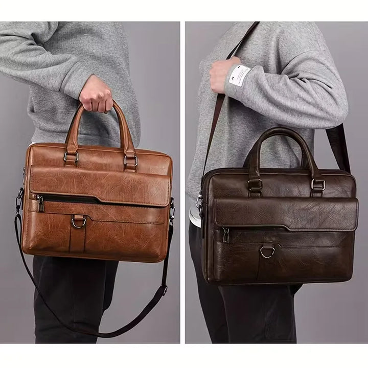 Borsa da uomo per computer portatile con finitura strutturata – grande capacità