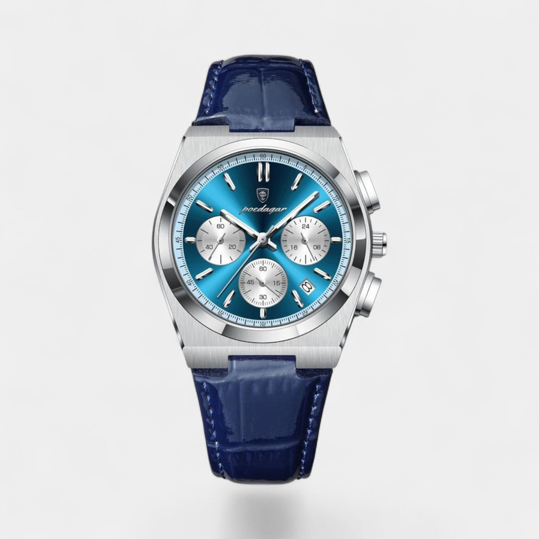 Herrenuhr aus Leder – Multifunktionales Quarzwerk 41 mm