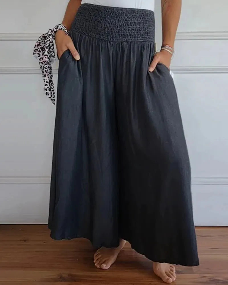 Leichte weite Damenhose – hohe Taille, weiter Schnitt