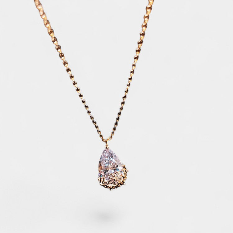 Collana con pendente a goccia d'acqua in cristallo da donna – chiusura moschettone