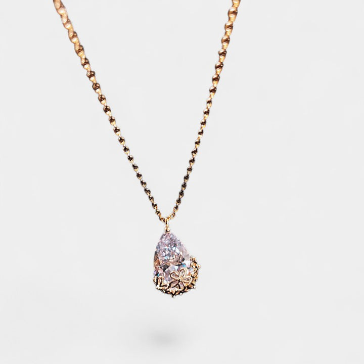 Collana con pendente a goccia d'acqua in cristallo da donna – chiusura moschettone