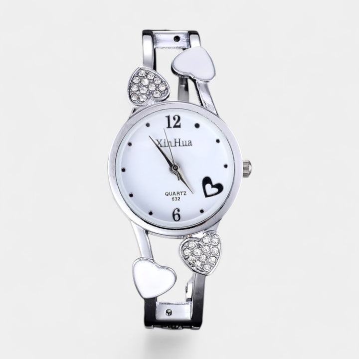 Orologio da polso al quarzo da donna – quadrante rotondo con cuore