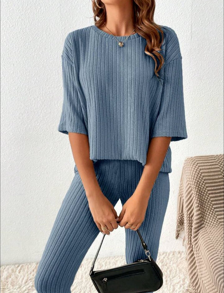 Lounge-Set aus Baumwolle für Damen – Gerippt, lässige Passform