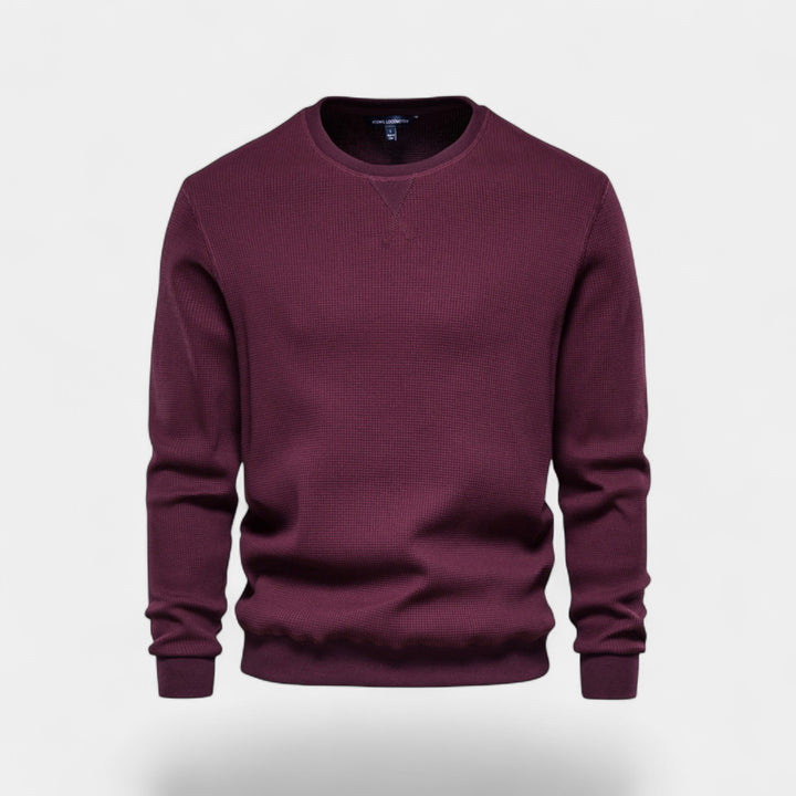 Herrenpullover aus Baumwolle mit Rundhalsausschnitt – minimalistische Passform