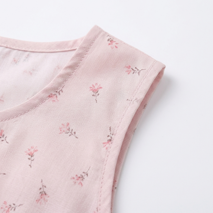 Langes Damenkleid mit Blumenmuster – Weite, ärmellose Passform