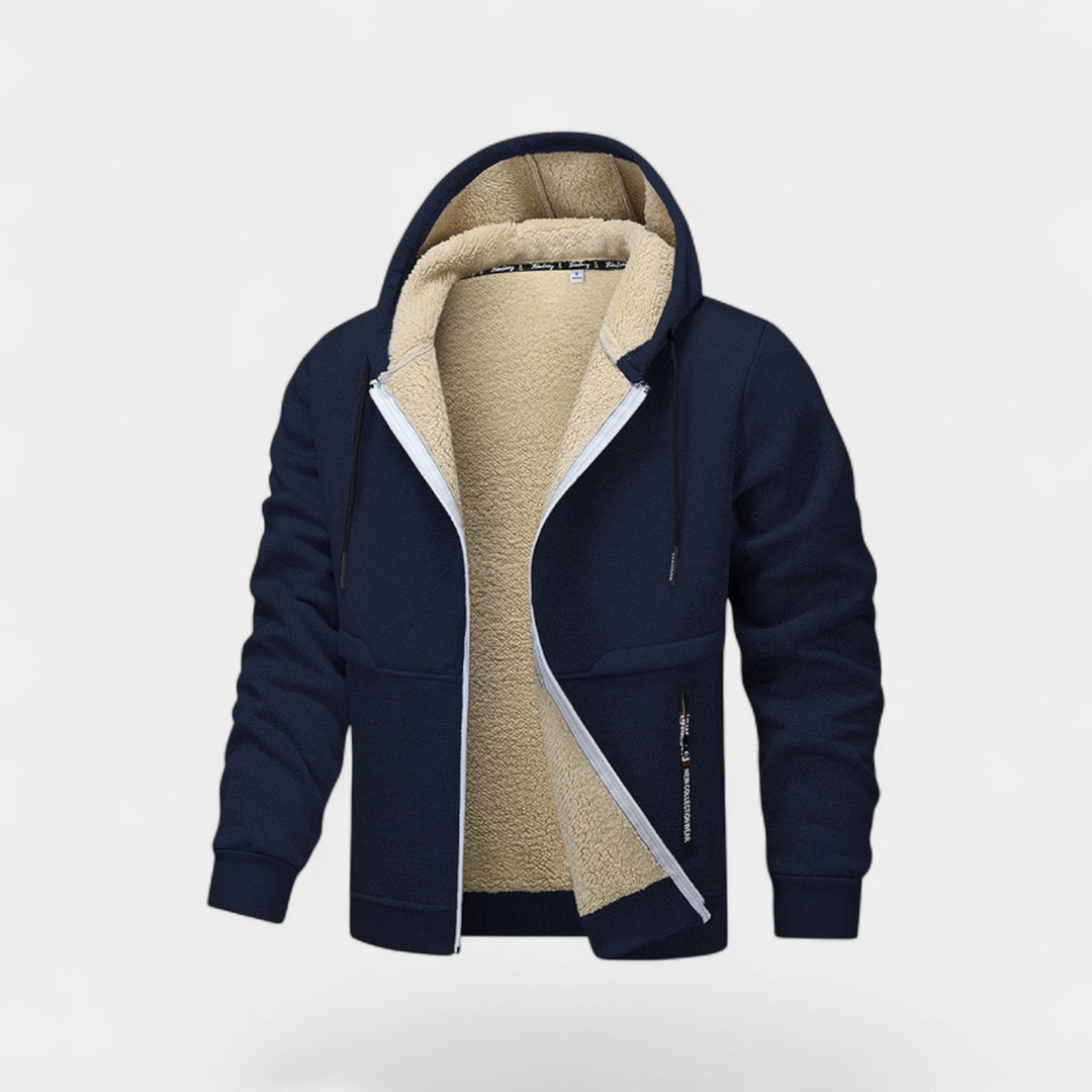 Herren Sherpa-Fleece-Cardigan mit Kapuze und Reißverschluss – Relaxed Fit