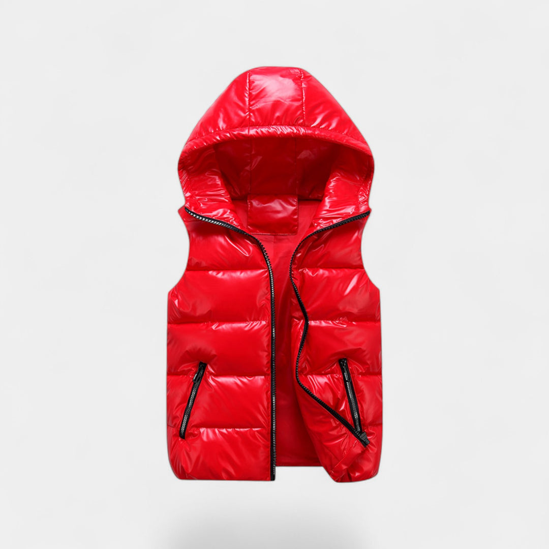 Gilet smanicato con cappuccio uomo cotone lucido – Piumino elegante
