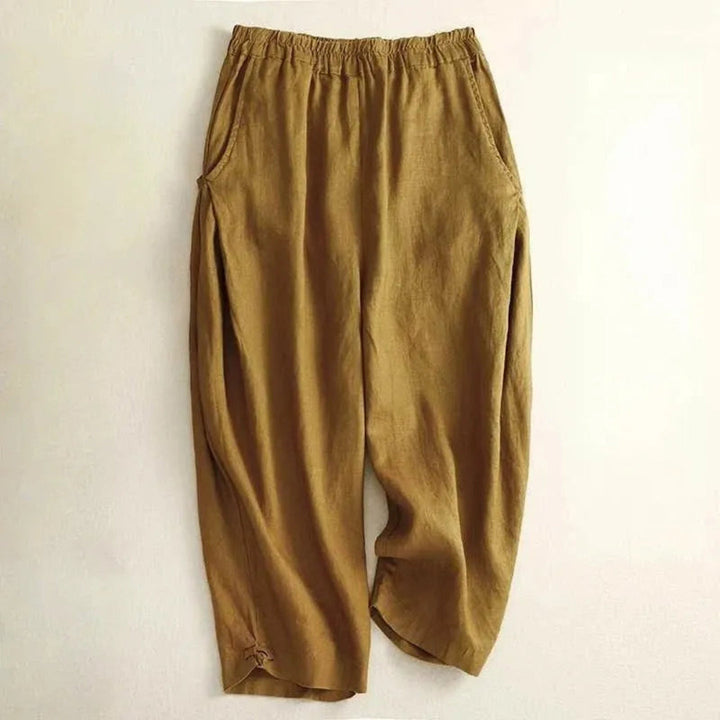 Damenhose aus Baumwolle, leger – weiter Schnitt, elastischer Bund