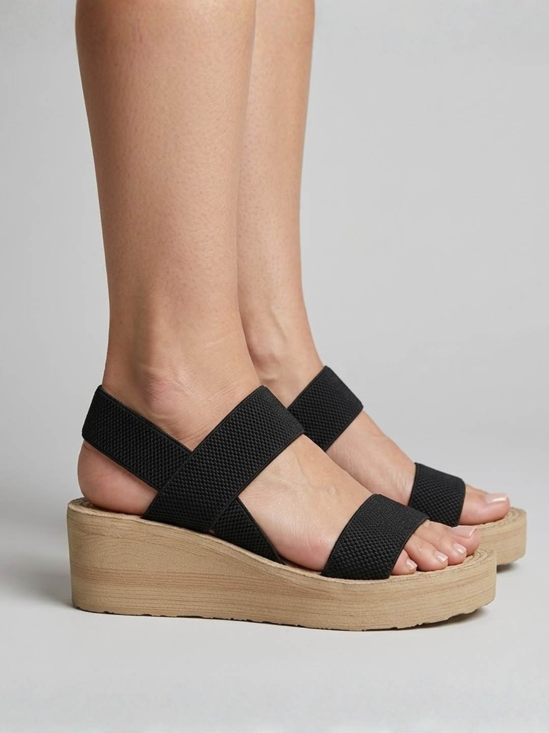 Sandali con Zeppa Donna con Elastico – Zeppa in Juta Senza Lacci