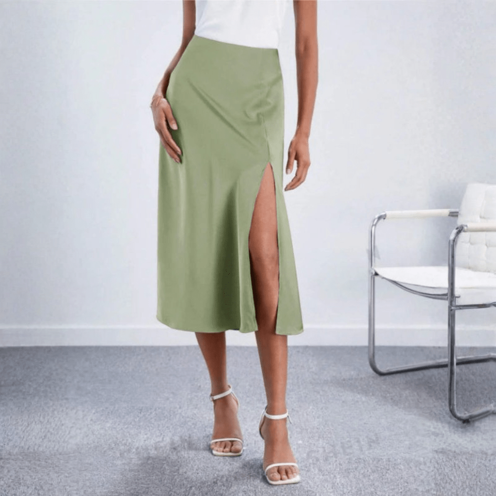 Midi-Rock für Damen mit hoher Taille und seitlichem Schlitz – elegante Silhouette