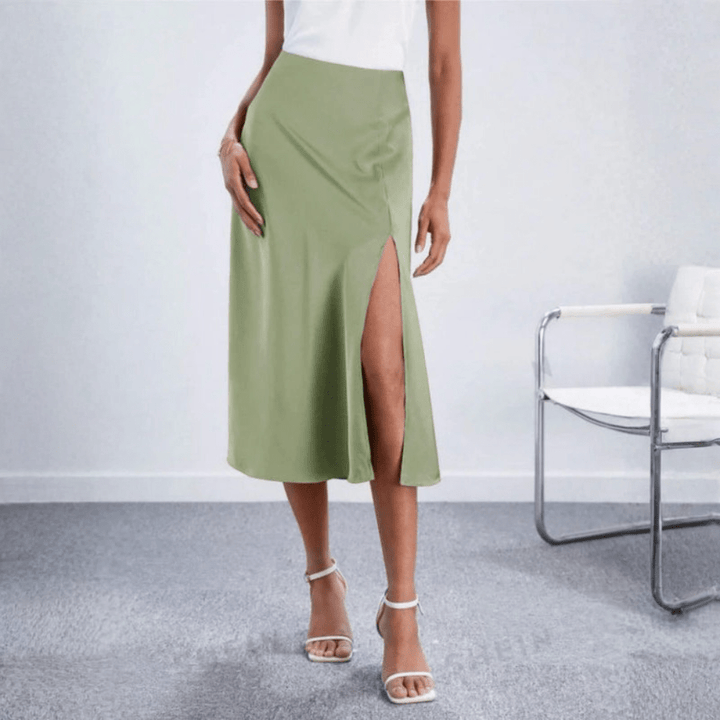 Midi-Rock für Damen mit hoher Taille und seitlichem Schlitz – elegante Silhouette