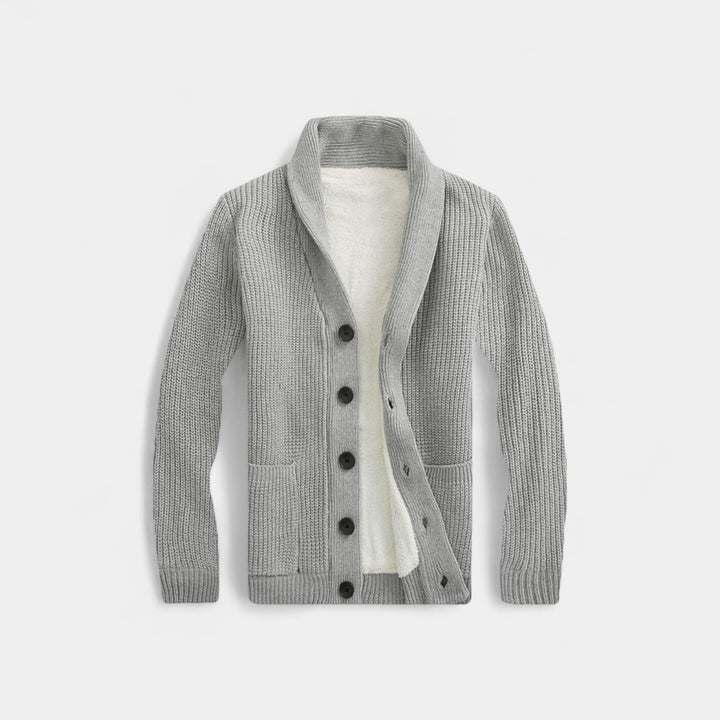 Herren Wollstrickcardigan mit V-Ausschnitt – minimalistischer, zeitloser Stil