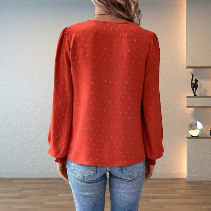 Spitzenbluse für Damen – Lange Ärmel, Standardpassform