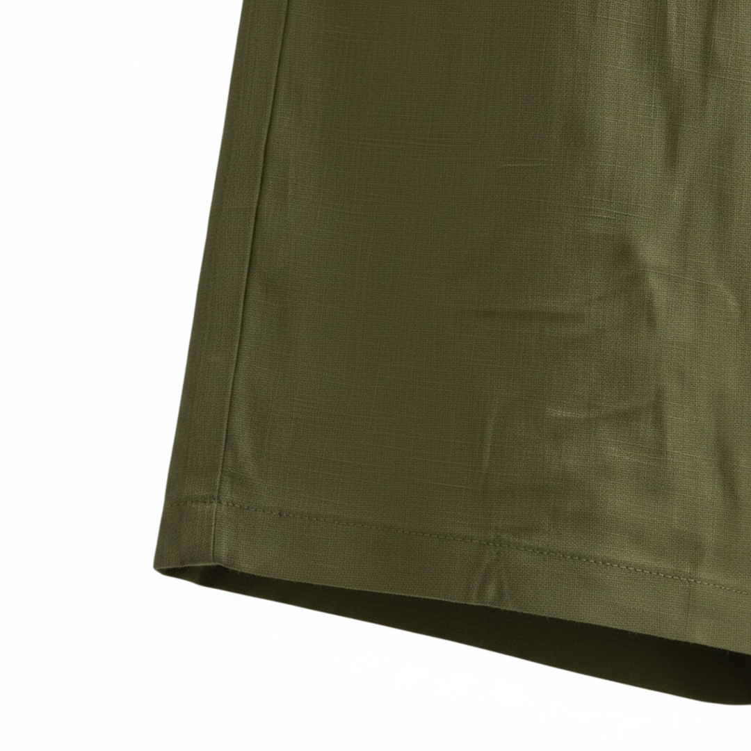 Kurze Damenhose mit hoher Taille aus Baumwoll-Leinen-Mischung – Lässiger Schnitt
