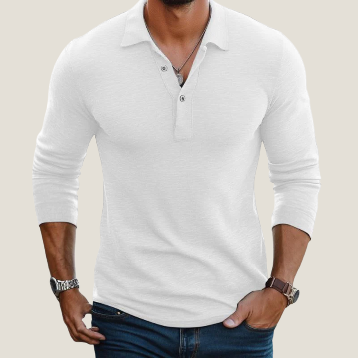 Men's Long Sleeve Polo – Shirt Collar and Button Placket