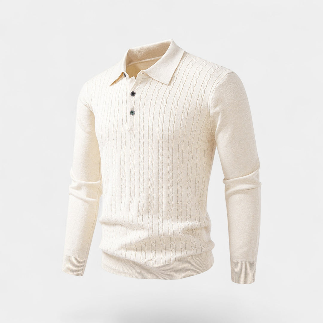 Polo uomo in maglia cotone – Eleganza a trecce