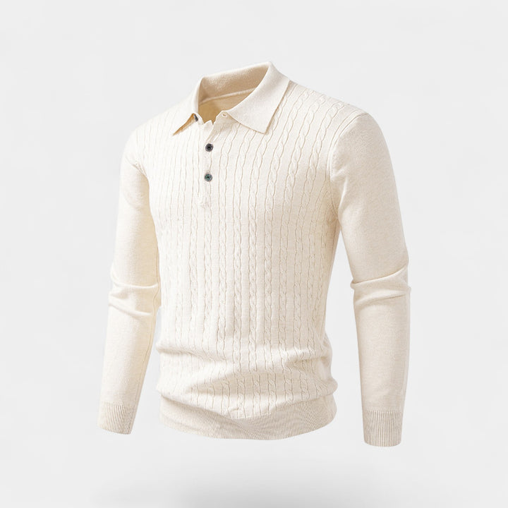 Polo uomo in maglia cotone – Eleganza a trecce
