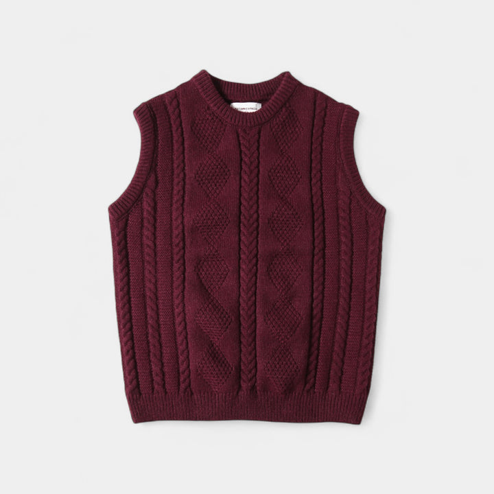 Herren Pullover mit Zopfmuster – Viertelknöpfe, raffinierte Passform
