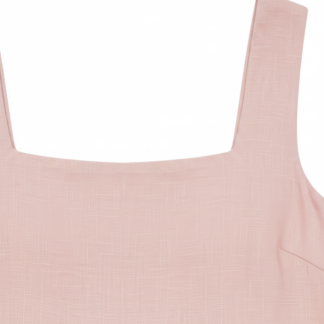 Completo Donna in Lino – Canotta con Scollo Quadrato e Pantaloncini Coordinati