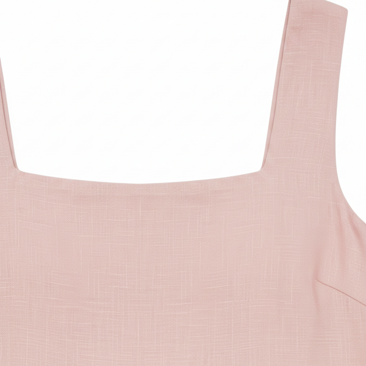 Completo Donna in Lino – Canotta con Scollo Quadrato e Pantaloncini Coordinati