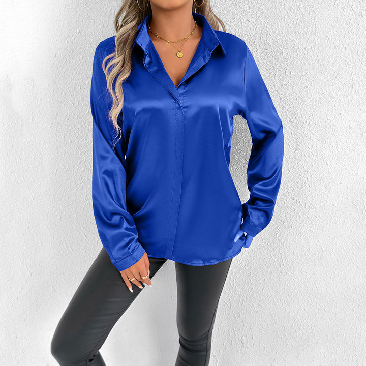 Maglia Donna Maniche Lunghe in Tessuto Satinato – Taglio Casual