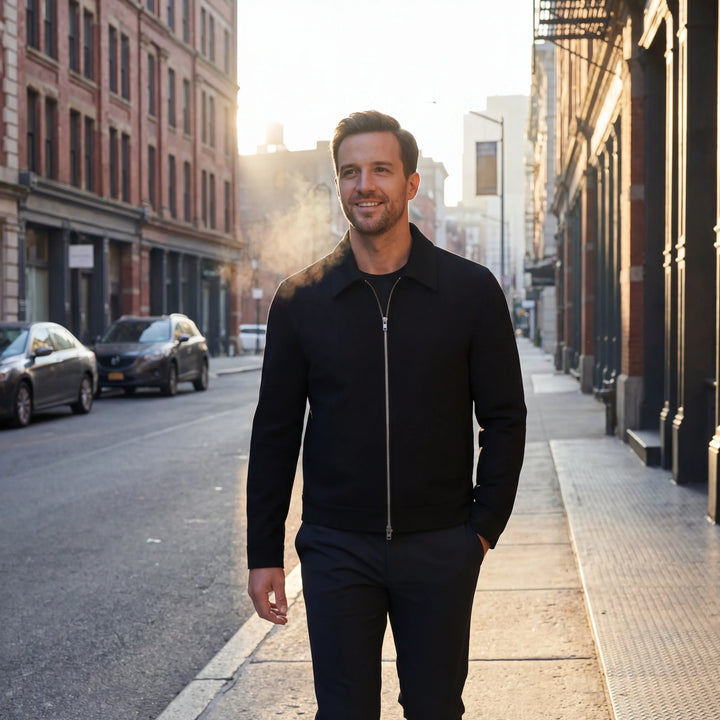 Kurze Herrenjacke aus Wildleder, weiter Schnitt